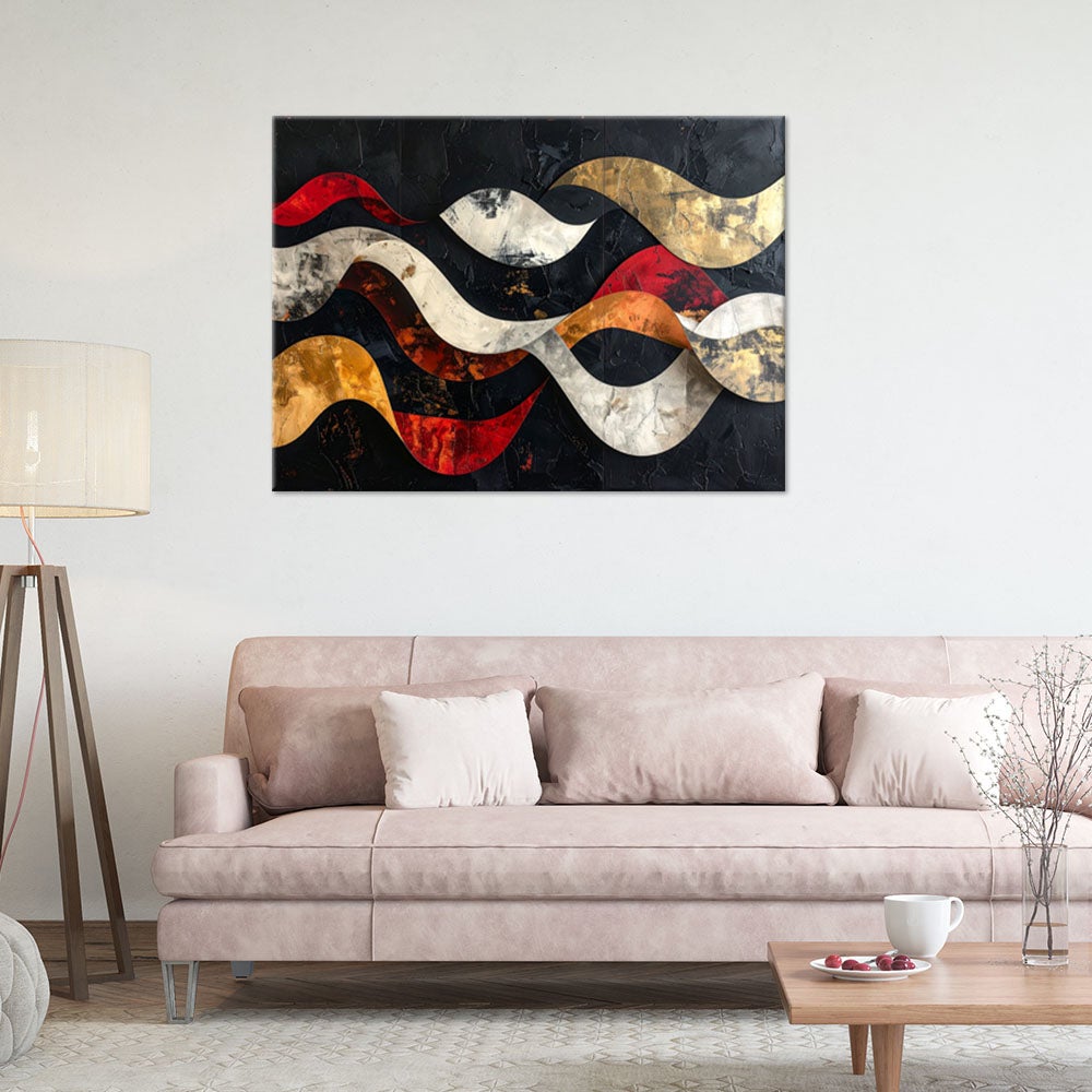 Obraz do salonu sypialni biura loftu, Abstrakcyjne fale na czarnym tle 60x40 - 2