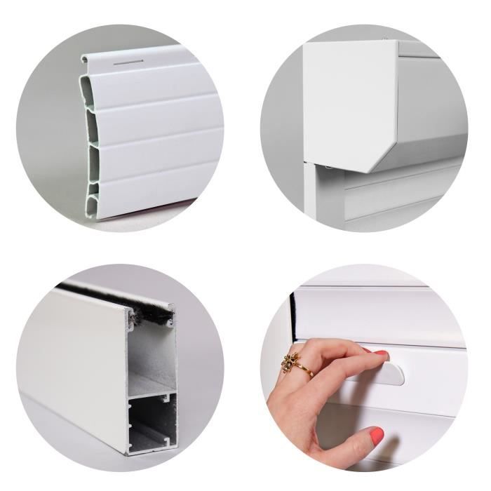 Volet roulant manuel a tirage pour porte L100 x H220 cm PVC -Coloris Blanc - - 8