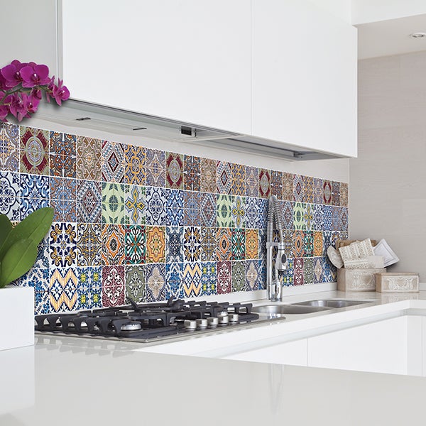 FoLIESEN Lámina Autoadhesiva De 15 X 15 Cm, Para Azulejos Y Cenefas, Para Baño, Cocina Y