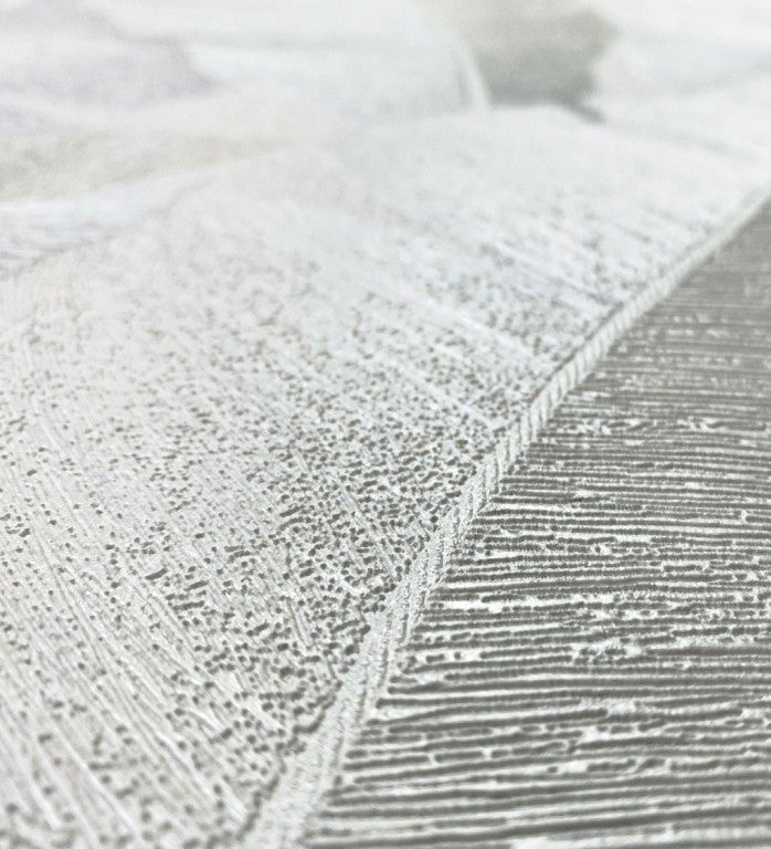 Papel pintado vinílico lavable de hojas grandes estilo tropical gris claro con relieve - florida palms 127657 de gaulan - rollo de 10 m x 0,53 m
