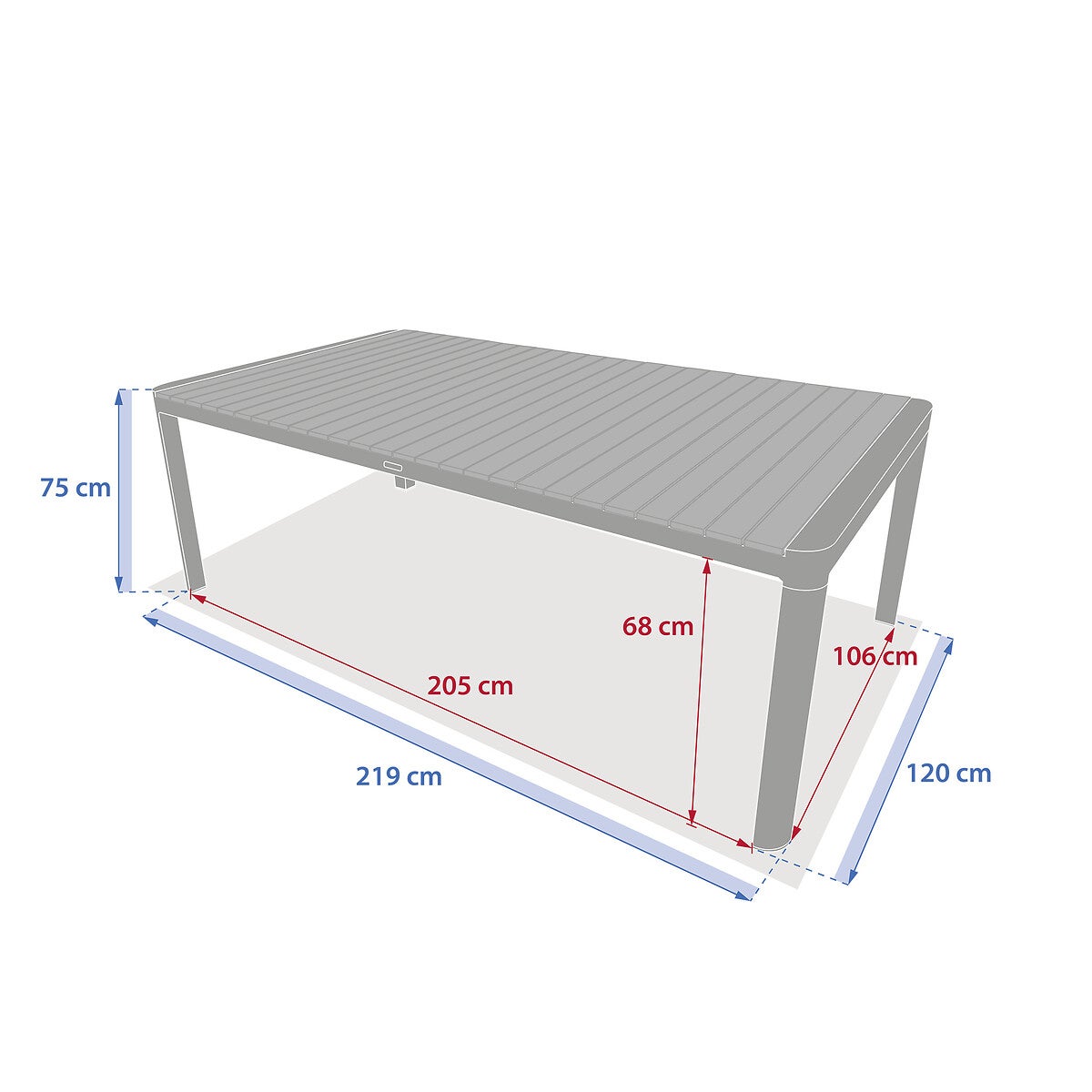 Table à manger de jardin rectangulaire en Aluminium Gris 10 places - 7