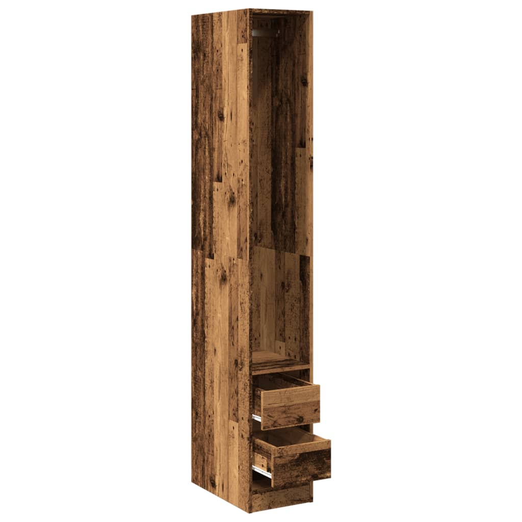 Garde-robe | Armoire de rangement vieux bois 30x50x200 cm bois d'ingénierie CFW320892 - 5