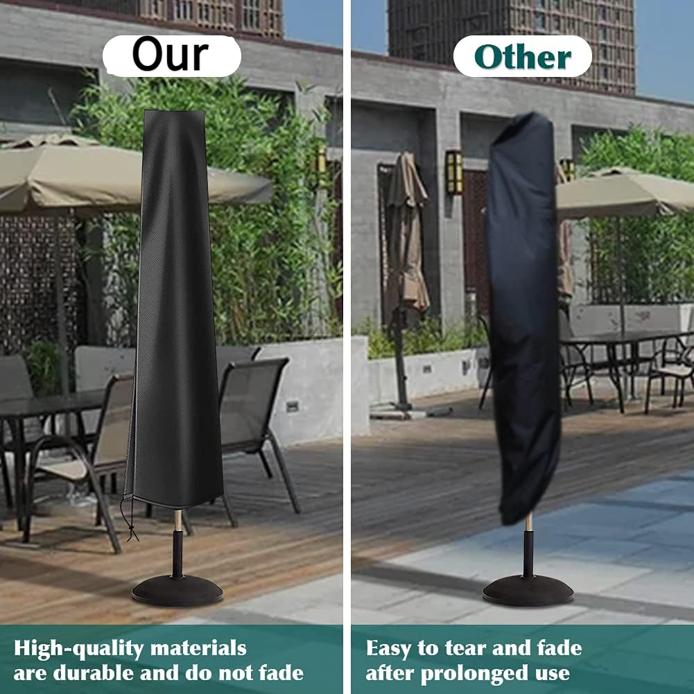 Housse de parasol, imperméable et résistante aux UV 420D, avec fermeture éclair et poche de rangement, adaptée aux parasols de 3 m. - 3