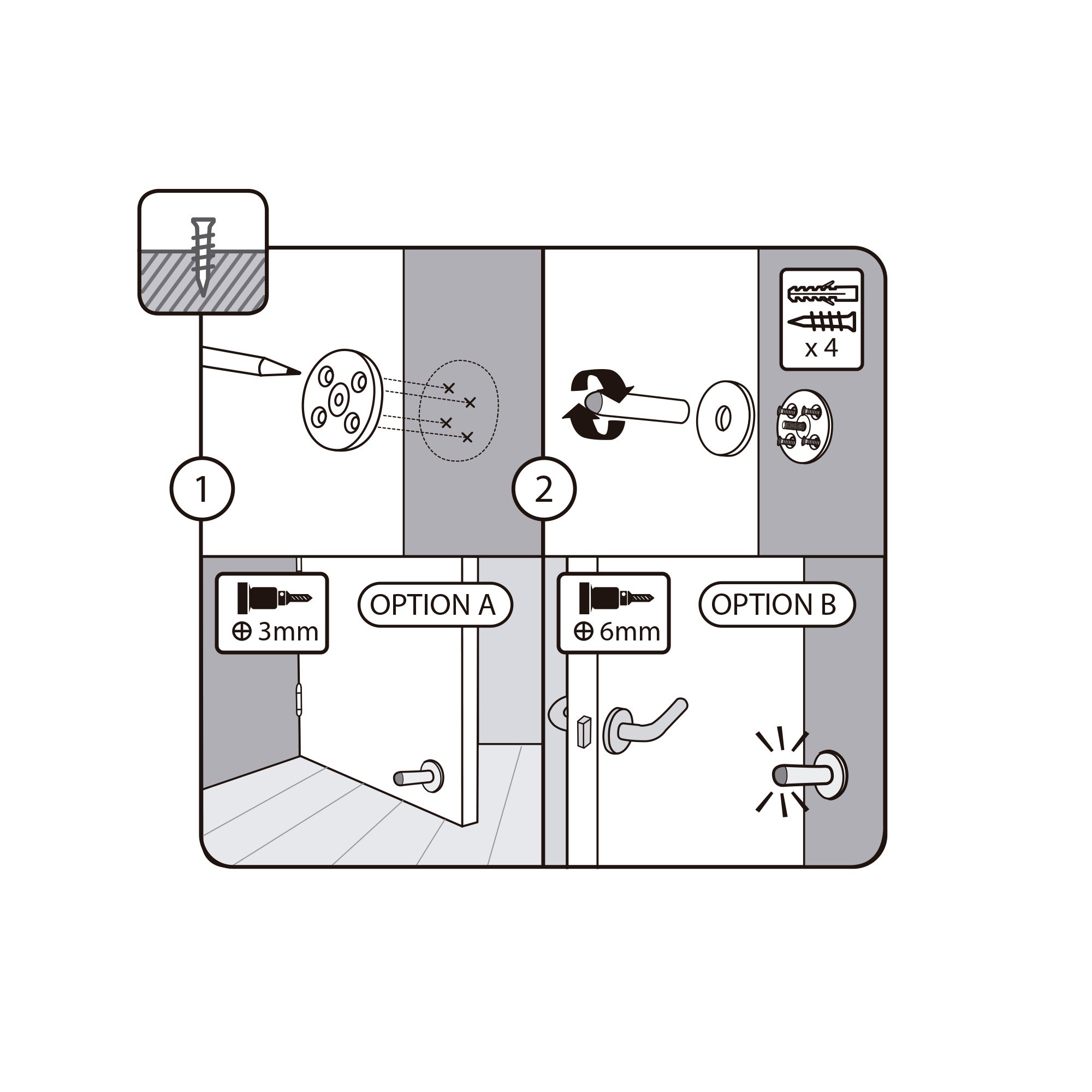 Bloc porte | Style fonctionnel | Protège les murs et les portes contre les impacts | Fabriqué en acier inoxydable | Finition inox mat | Mesures - 3