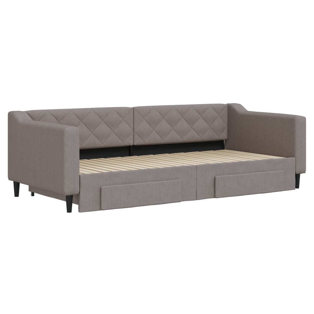 Divano Letto Estraibile con Cassetti Tortora 90x200 cm Tessuto vidaXL - 4