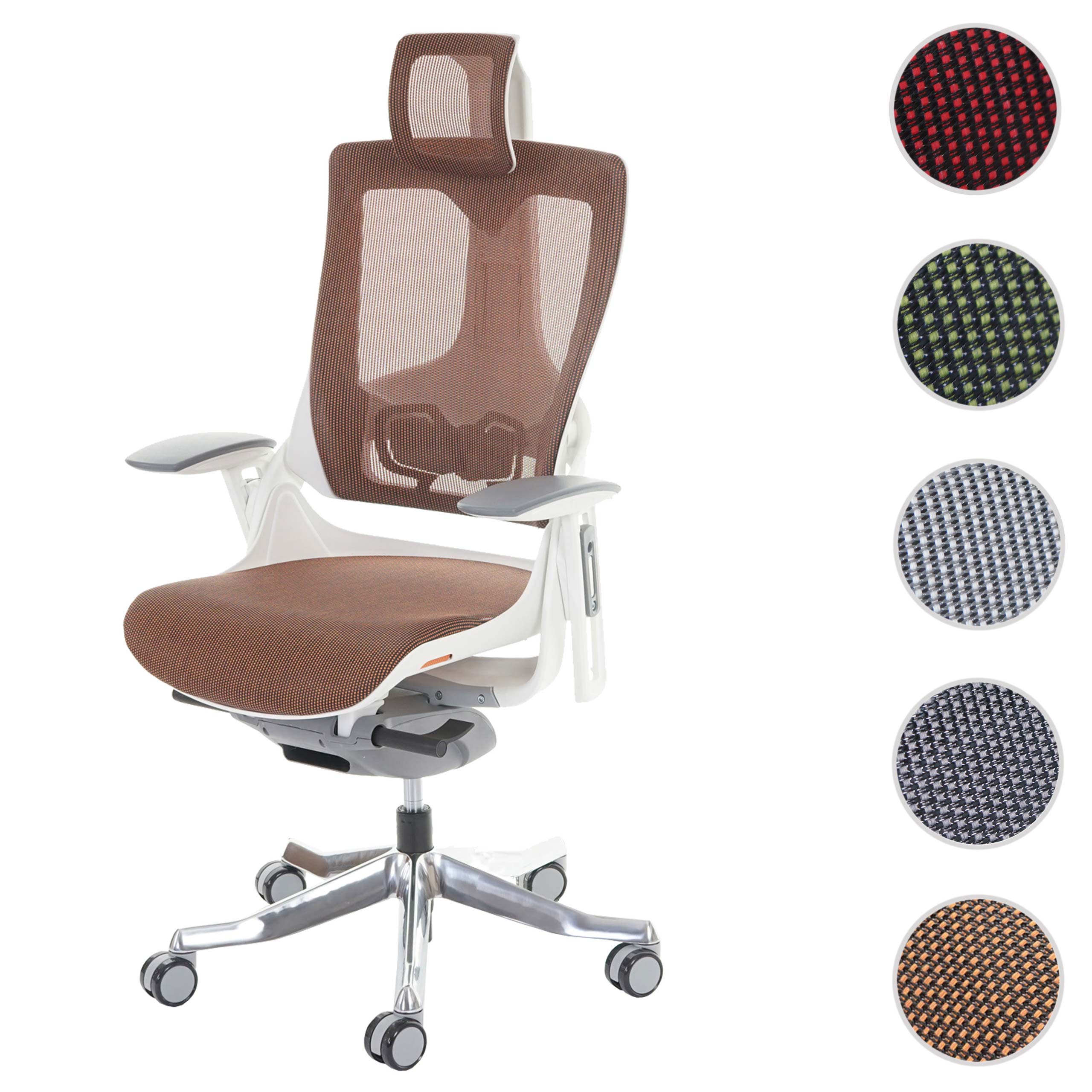 Fauteuil de bureau MERRYFAIR Wau 2, chaise pitovante, rembourrage / filet, ergonomique ~ marron/orange - 8