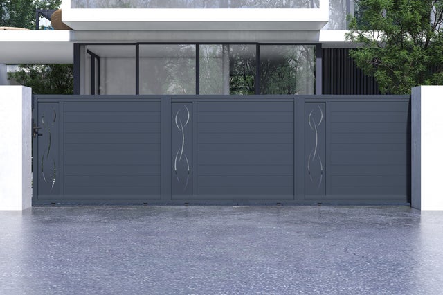Portail coulissant 6m LIFE H.160 aluminium gris