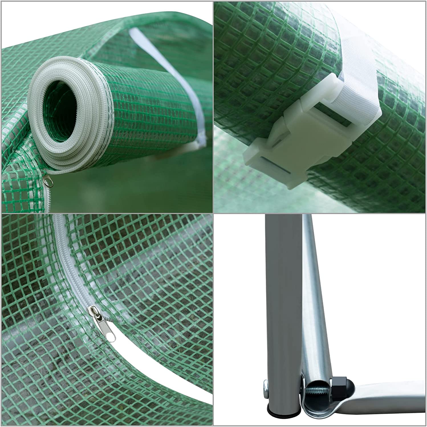 WOLTU Serre de Jardin, Tunnel en Tube d’Acier Galvanisé et PE 140g/㎡, 6 Fenêtres et 1 Porte, 200x300x190cm, Vert GWH00902gn - 5