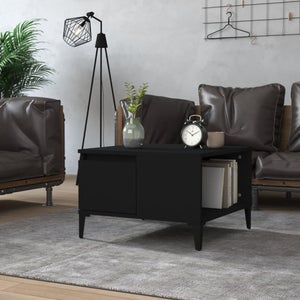 Set Di 2 Tavolini Da Salotto Relaxdays - Superficie In Vetro, Struttura In Acciaio Nero, Modulari 50.5x50 Cm