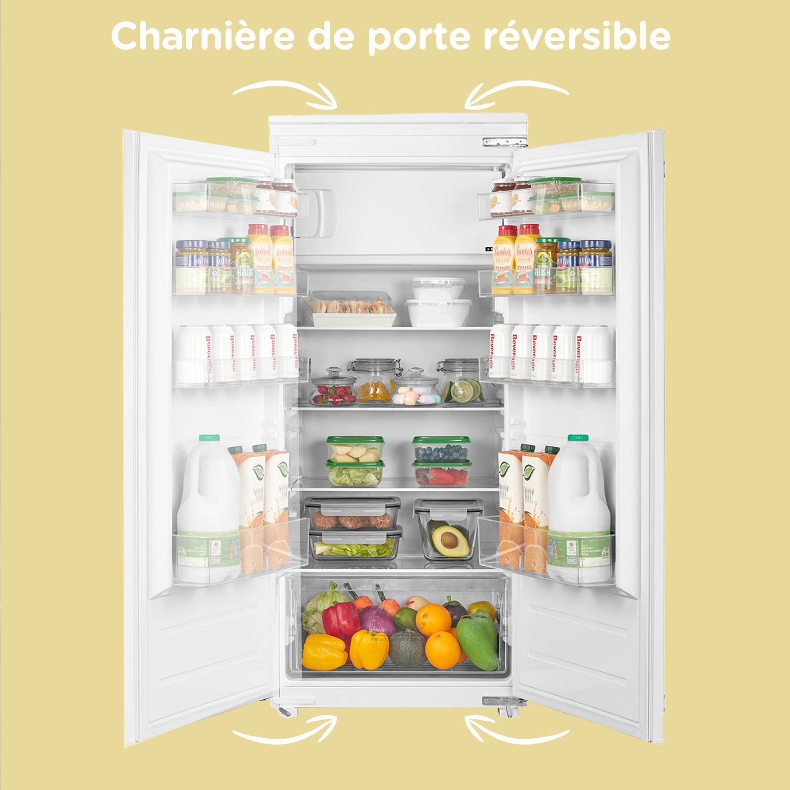 Réfrigérateur 1 Porte Encastrable COMFEE - H123,3 cm x L54 cm x P55 cm - 190L(174+16) - Intégrable - Classe E - 4