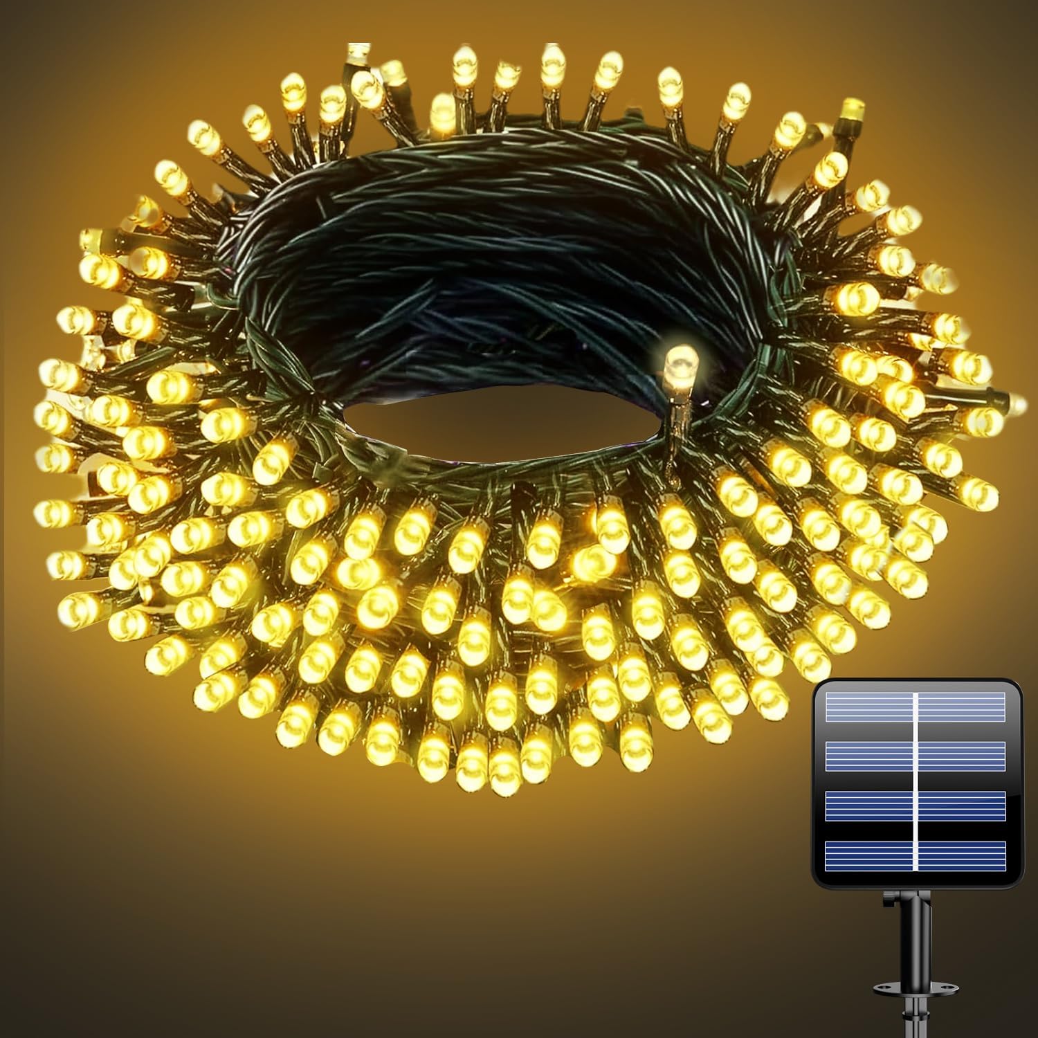 Słoneczna girlanda świetlna na zewnątrz, 12M 100 diod LED, 8 trybów świecenia wodoodporna, lampa solarna do patio, ogrodu, na drzewo, do domu