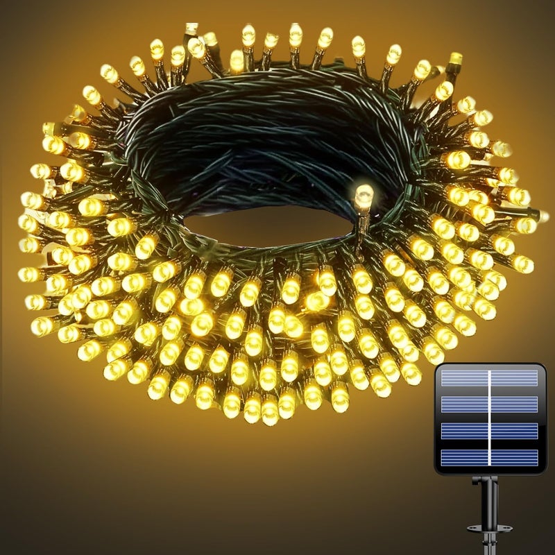 Słoneczna girlanda świetlna na zewnątrz, 12M 100 diod LED, 8 trybów świecenia wodoodporna, lampa solarna do patio, ogrodu, na drzewo, do domu