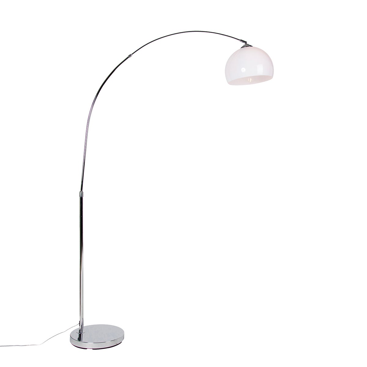 Nowoczesna lampa łukowa chromowana z białym kloszem - Arc Basic