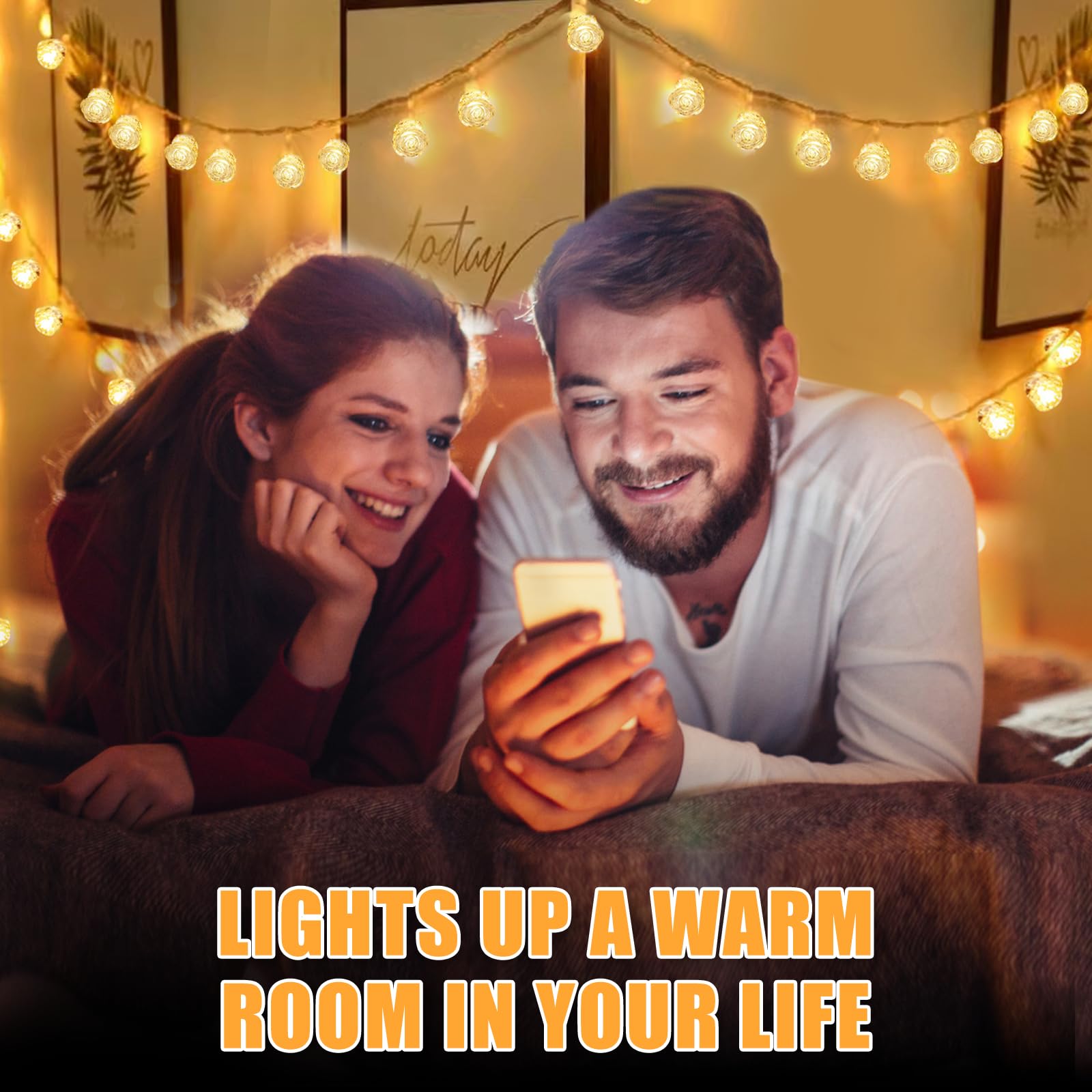 Cadena de luces de 10 m, 100 luces LED, luz cálida, resistente al agua IP44, para decoración navideña (enchufe europeo) - 3