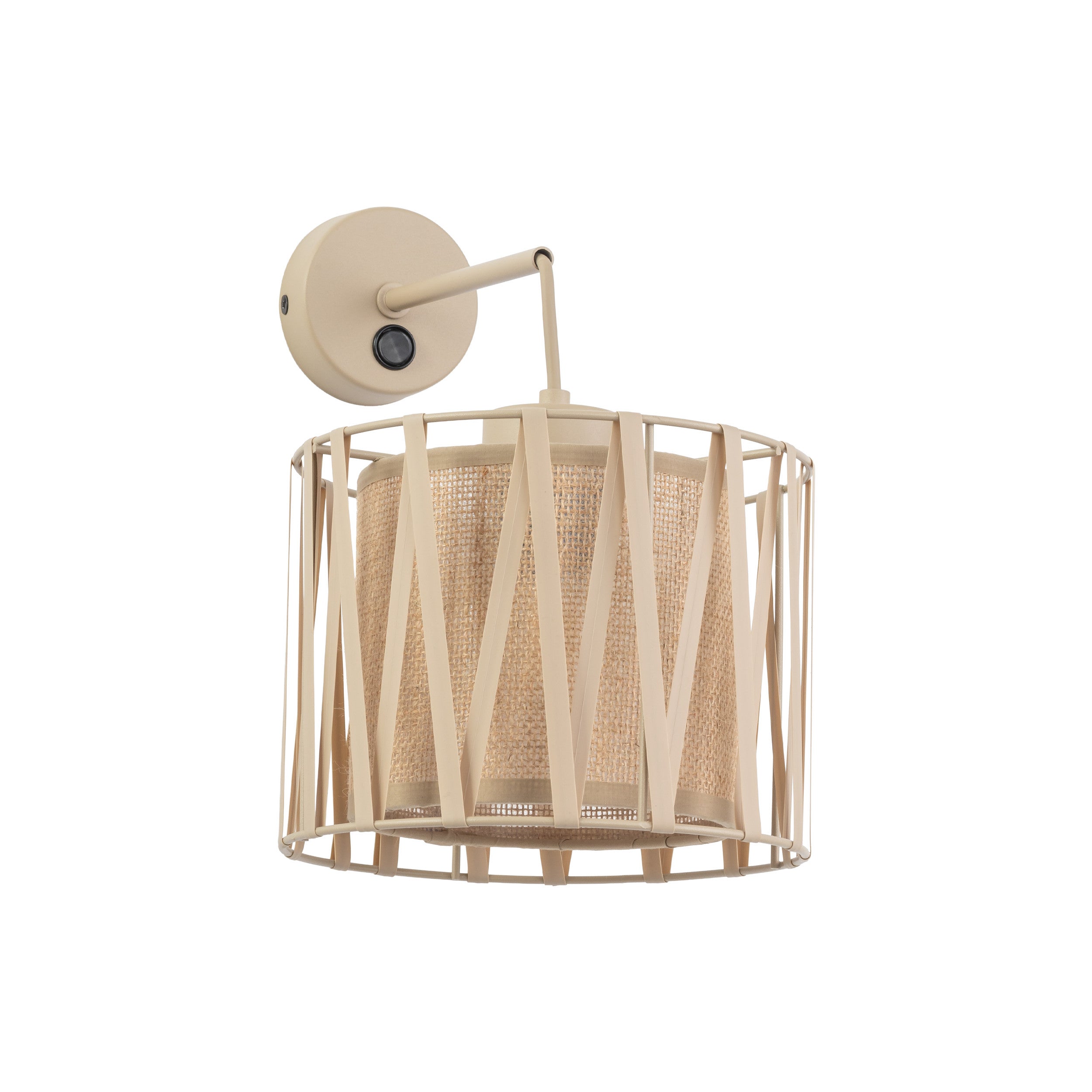 Kinkiet Tk Lighting Harmony Sabia Beżowa Pleciony Lniany Abażur
