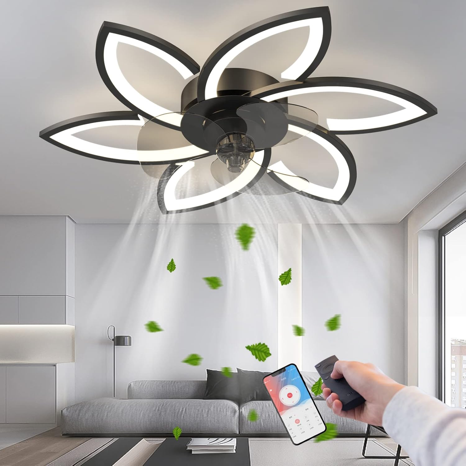 Ventilateur de Plafond LED Avec Lumières 40 w pour Chambre, Salon, 3