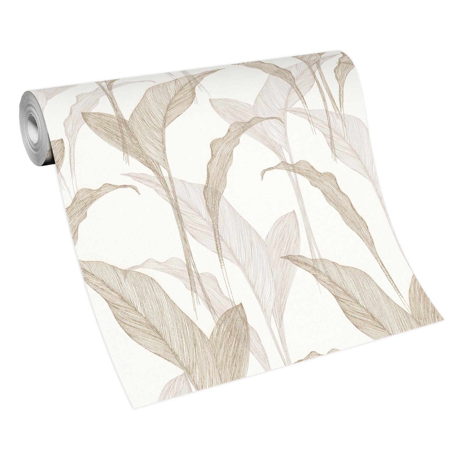 vinyle expansé 10207-02 papier peint intissé fleurs floral 0.53 x 10.05 m Erismann ELLE Décoration beige - 3