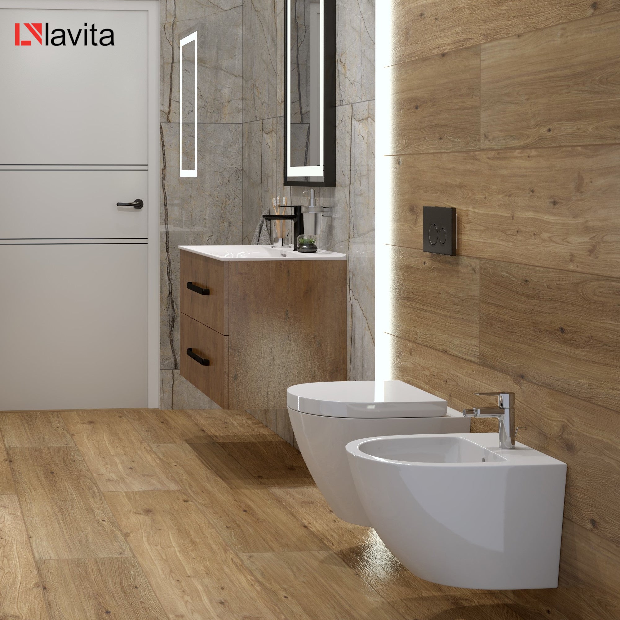 LAVITA Sogo WC suspendu | L'abattant de WC à chute lente | WC suspendu sans bord | WC | 365x490x395 cm | blanc brillant - 6