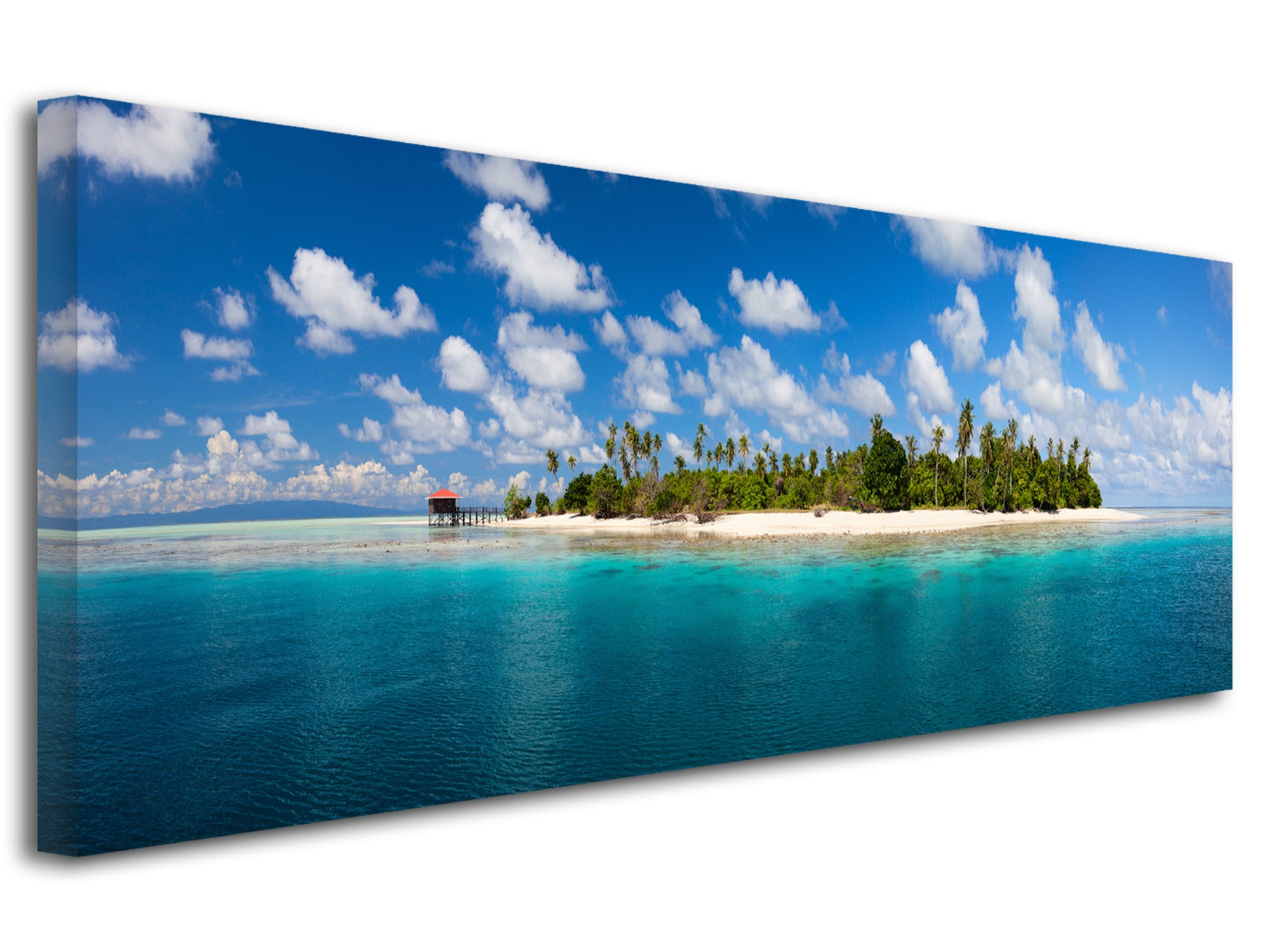 Tableau Photo Sur Toile 100x50 Cm - Paysage De Golfe Moderne - Déco Murale Gris Bleu