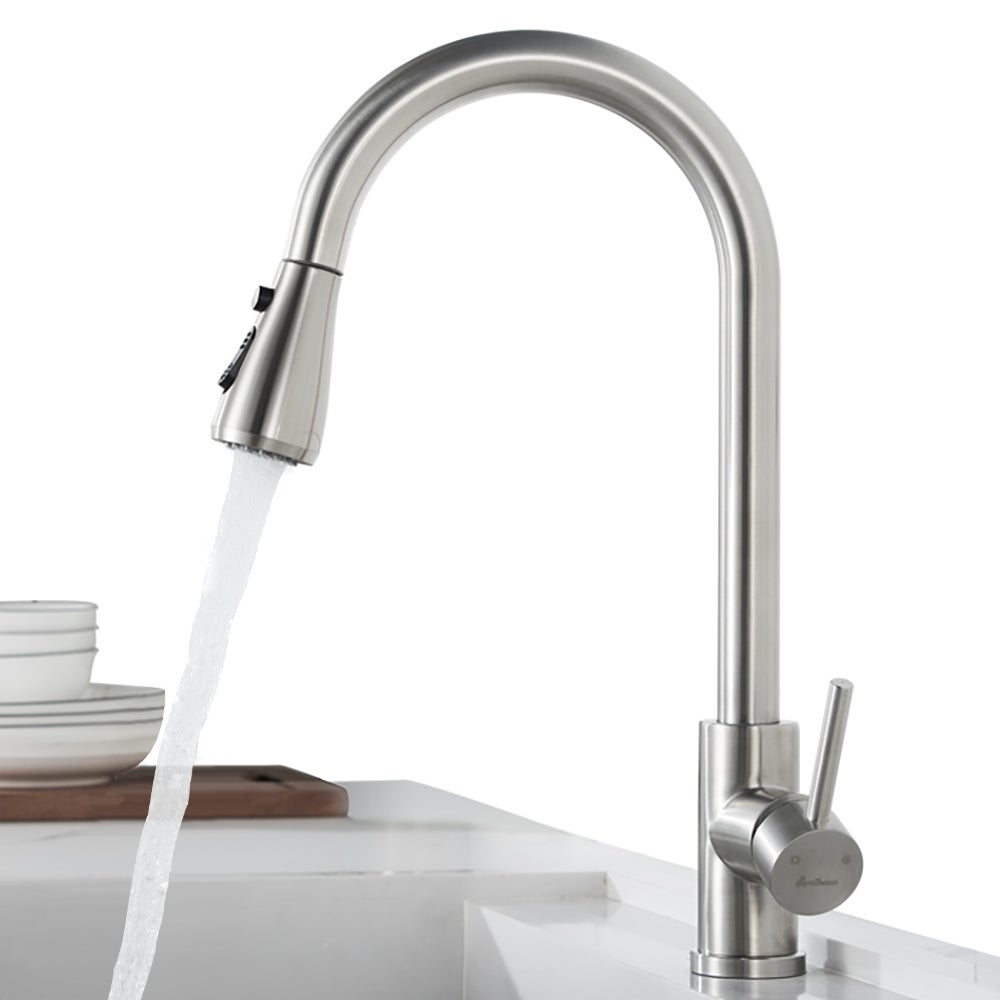 Robinet de Cuisine avec Douchette Extractible Mitigeur de Cuisine Brossé en Acier Inox Robinet d'évier pour Cuisine Rotatif à 360° avec 3 Modes - 6