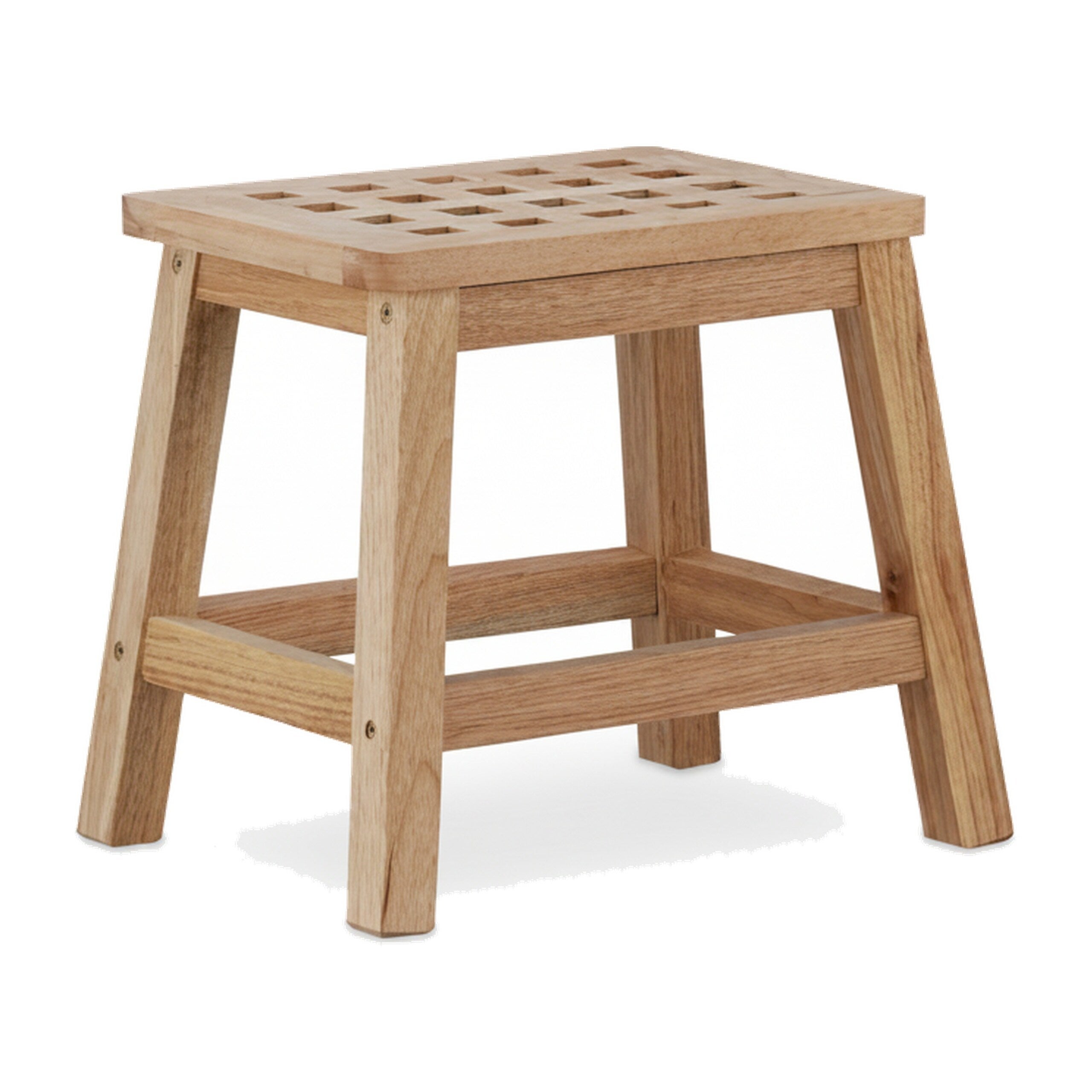 Tabouret repose-pied en bois support pour pot de fleurs et plantes en noyer 25,5x29,5x22cm, nature, Relaxdays - 8