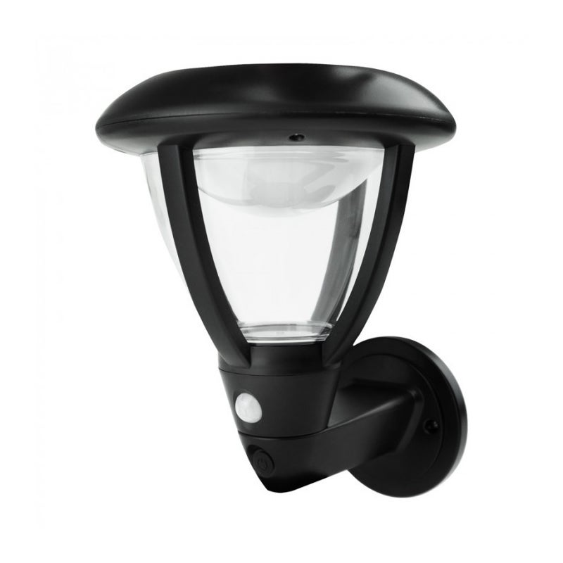 Kinkiet solarny z czujnikiem ruchu kinkiet solarny LED Neutralna biel 95lm czarny wym:19x14x15cm IP44 Ecolight