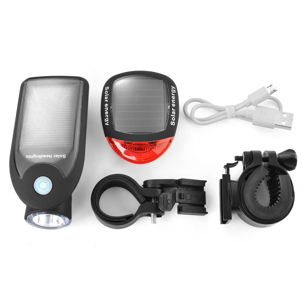Zestaw solarnych lampek rowerowych przód+tył, lampki LED Be-active.pl