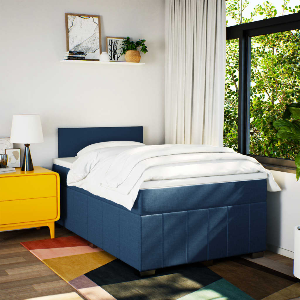 Maison Exclusive - Sommier à lattes de lit avec matelas Bleu 120x200 cm Tissu - 4