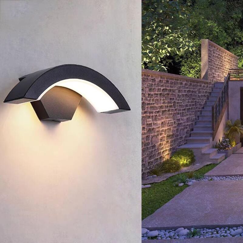 Nowoczesna lampa ścienna LED 24 W IP65 wodoodporna do ogrodu, na taras, ścianę, alejkę, do willi, korytarza (biała ciepła 3000 K)