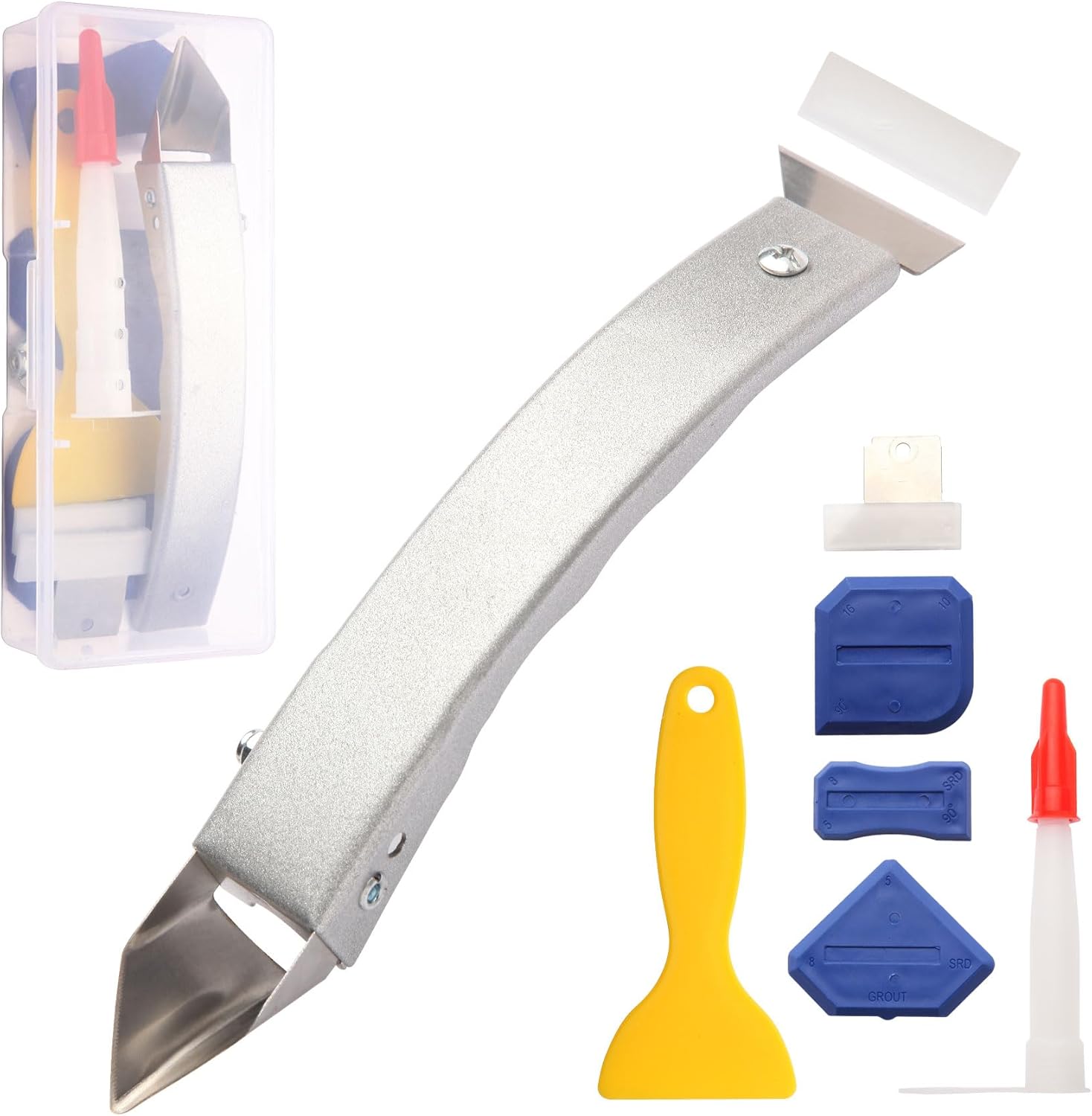 Outil De Couture En Silicone, Outil De Retrait De Joints, Outil De Retrait De Joints 5 En 1 Avec 4 Outils De Remplacement En Silicone, 2 Outils De Calfeutrage Et 1 Gants