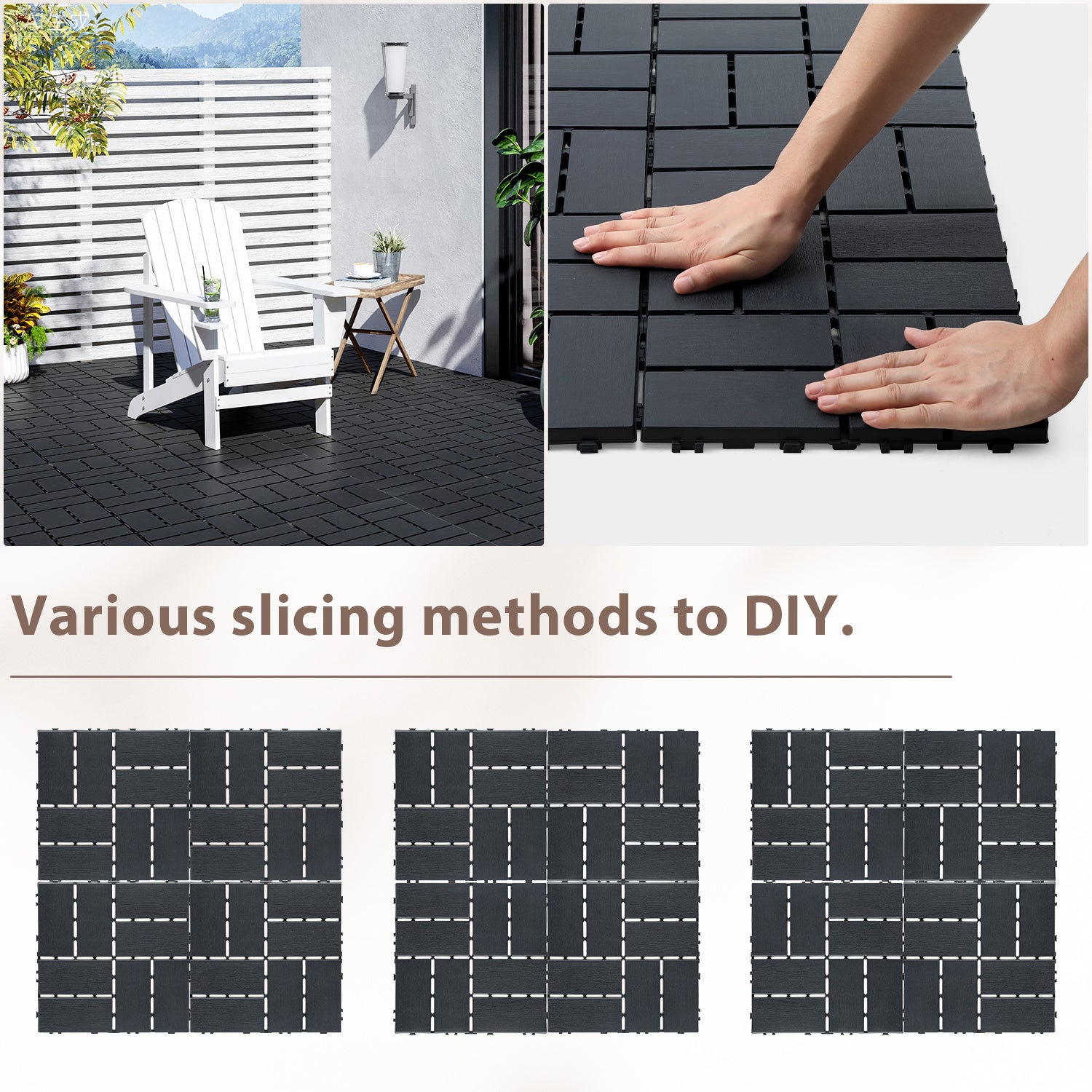 Dalles de sol terrasse jardin – 30x30 cm, drainage efficace, entretien minimal Anthracite 77 pcs（7㎡） - 7