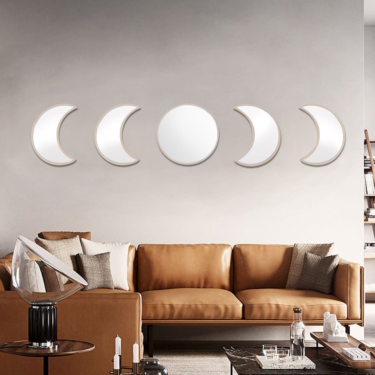 Specchio Decorativo A Luna Con Sabbia Di Quarzo - Design Unico Da Parete O Da Tavolo
