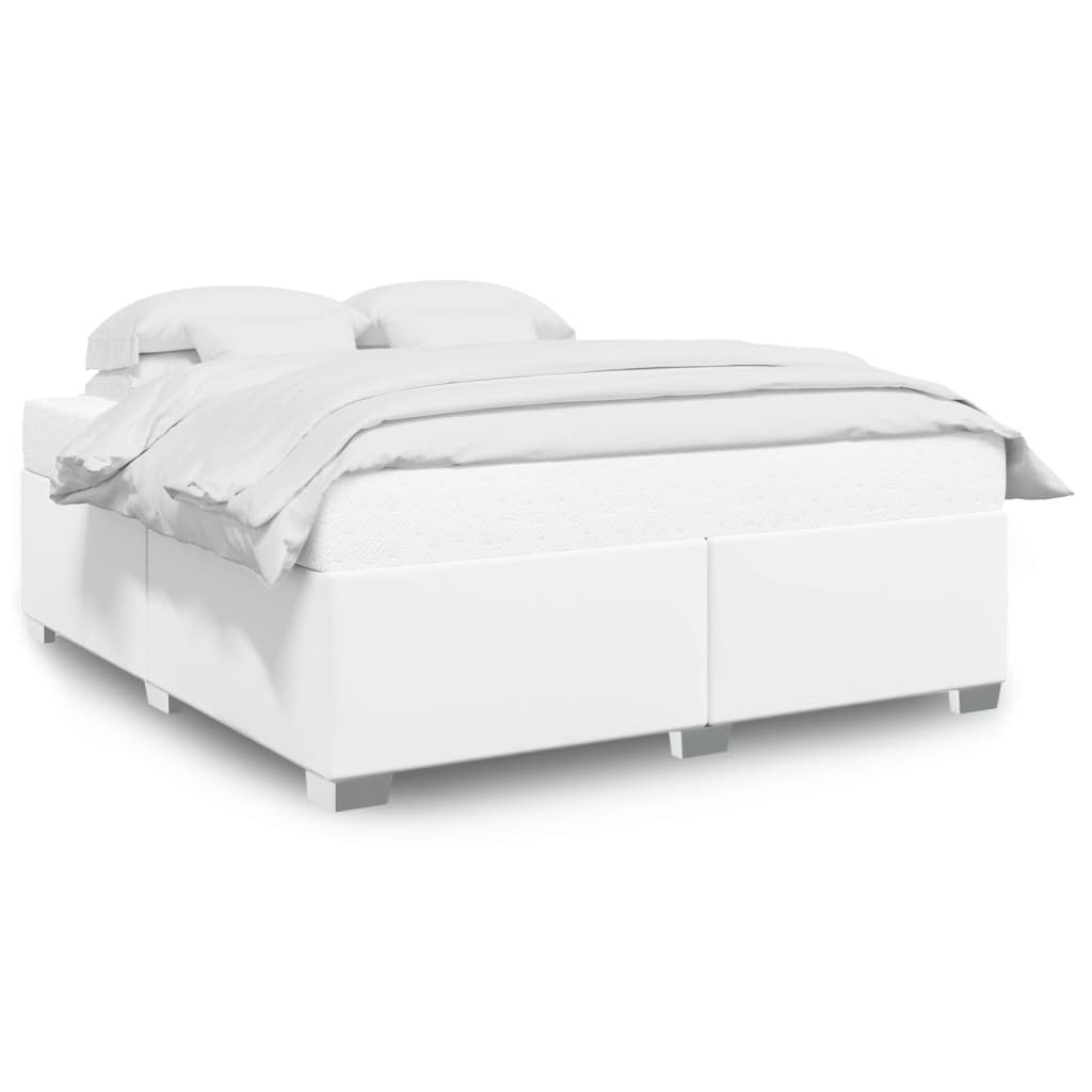 Cadre de lit sans matelas en similicuir blanc pour la chambre, 180 × 200 cm - 2