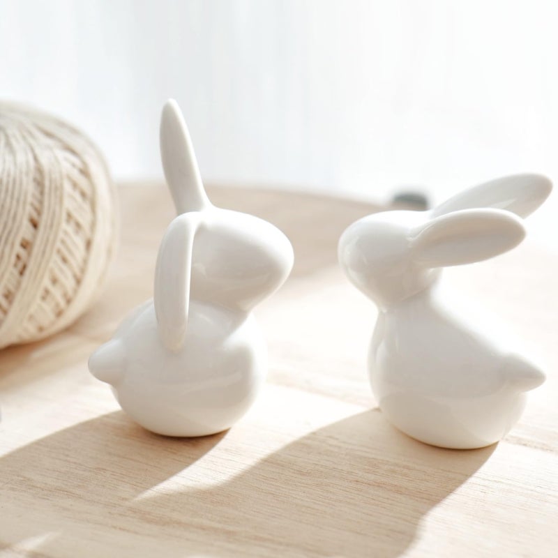 Décorations d'intérieur, Statuette de lapin en céramique, Mini lapin blanc en céramique, style E, Décoration de Pâques - 3