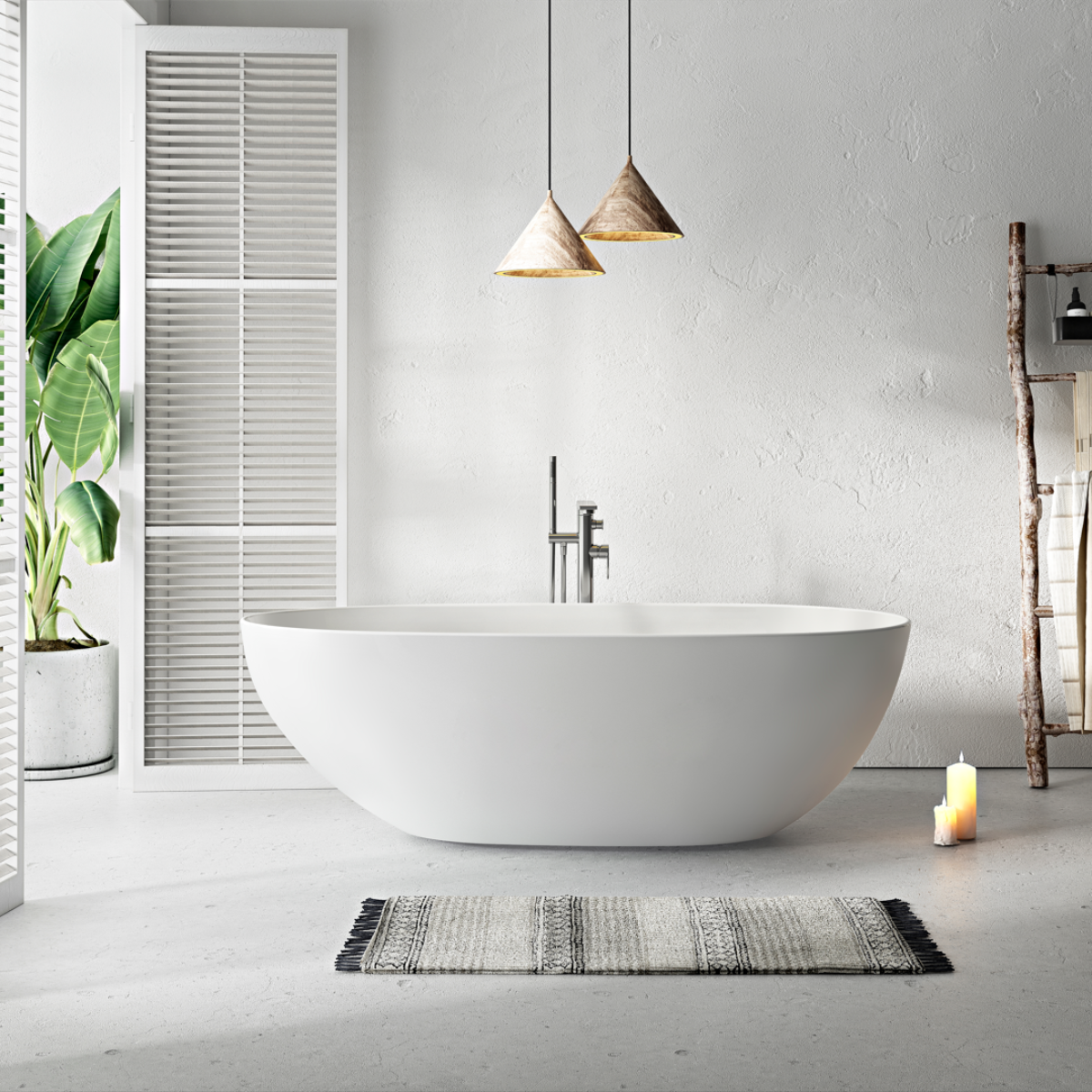 Baignoire îlot design ovale FLORIDA blanche 180 cm Mat - 2