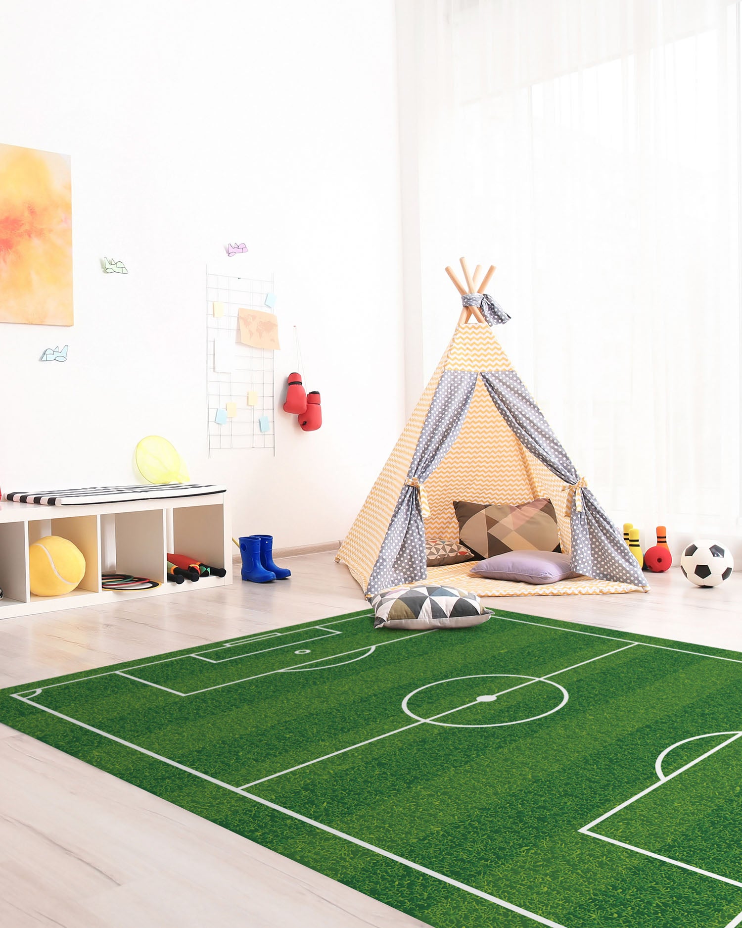 Panorama Tappeto Salvapavimento - Modello Campo da calcio 120x170 cm - Tappeto Vinile Cucina, Soggiorno, Camera da Letto - 3