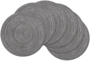 Set di 4 tovagliette rotonde, lavabili, 30 cm, intrecciate, resistenti al calore, stile bohémien, in cotone e lino, lavabili, color caffè | Leroy Merlin