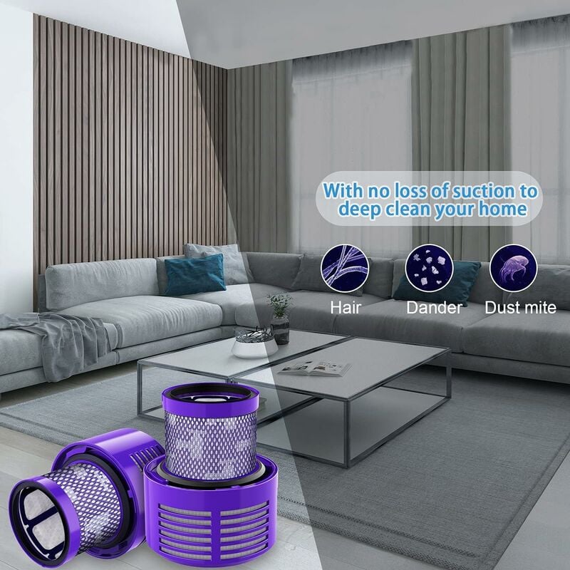 2 Pack Filtre pour Dyson V10 SV12 Series,Motorhead Aspirateur sans Fil Remplacer DY-969082-01，V10 Filtre Compatible pour Dyson Cyclone V10 Absolute - 4
