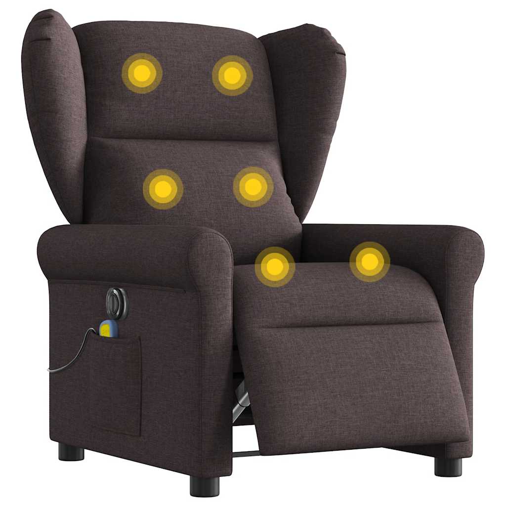 Fauteuil de massage | Fauteuil de relaxation | Chaise de relaxation inclinable électrique Marron foncé Tissu CFW335263 - 2