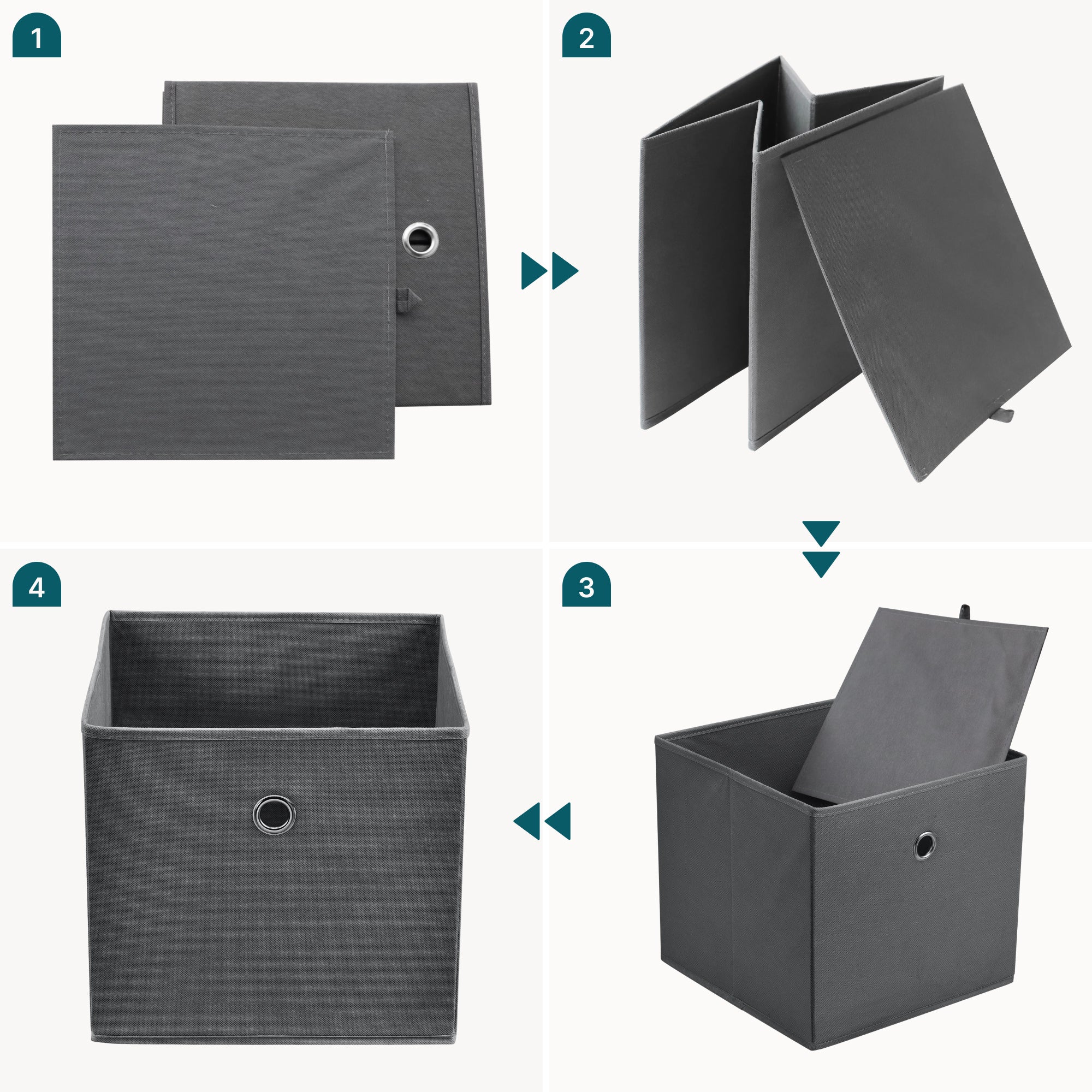 Set de 10 Boîtes de Rangement Textile Non Tissé 28 x 30 x 30 cm Gris Foncé [en.casa] - 9