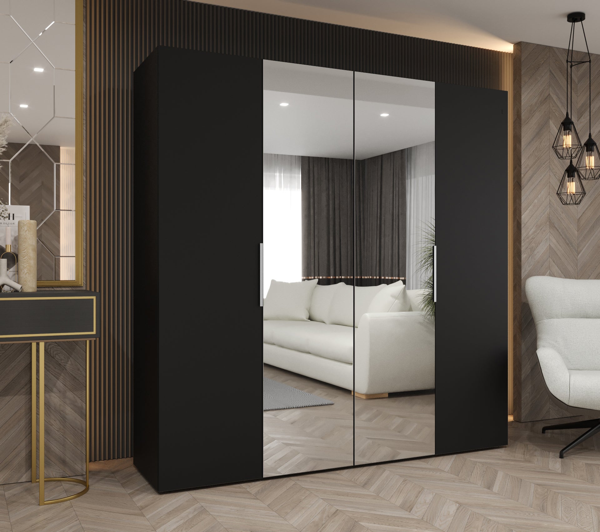 Szafa uchylna otwierana Marbella 2 200 x 52 x 202 cm czarny + u. kaszmir Abiks Meble - 2