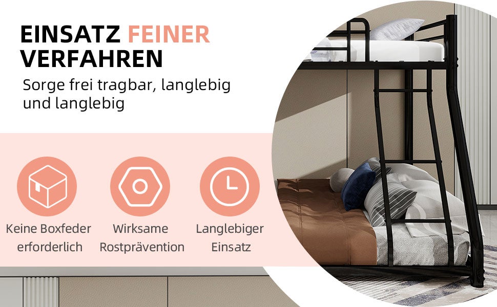 KOMHTOM Lit Superposé Triple Lit Simple Avec Table De Chevet Cadre De Lit Plateforme Avec Échelle