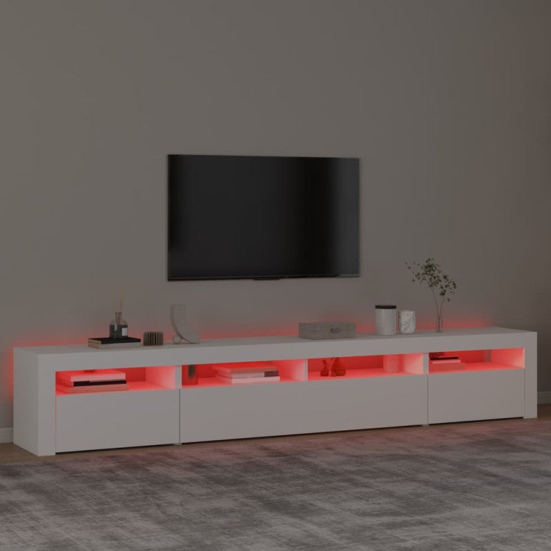 Meuble TV avec lumières LED Blanc 240x35x40 cm - 5