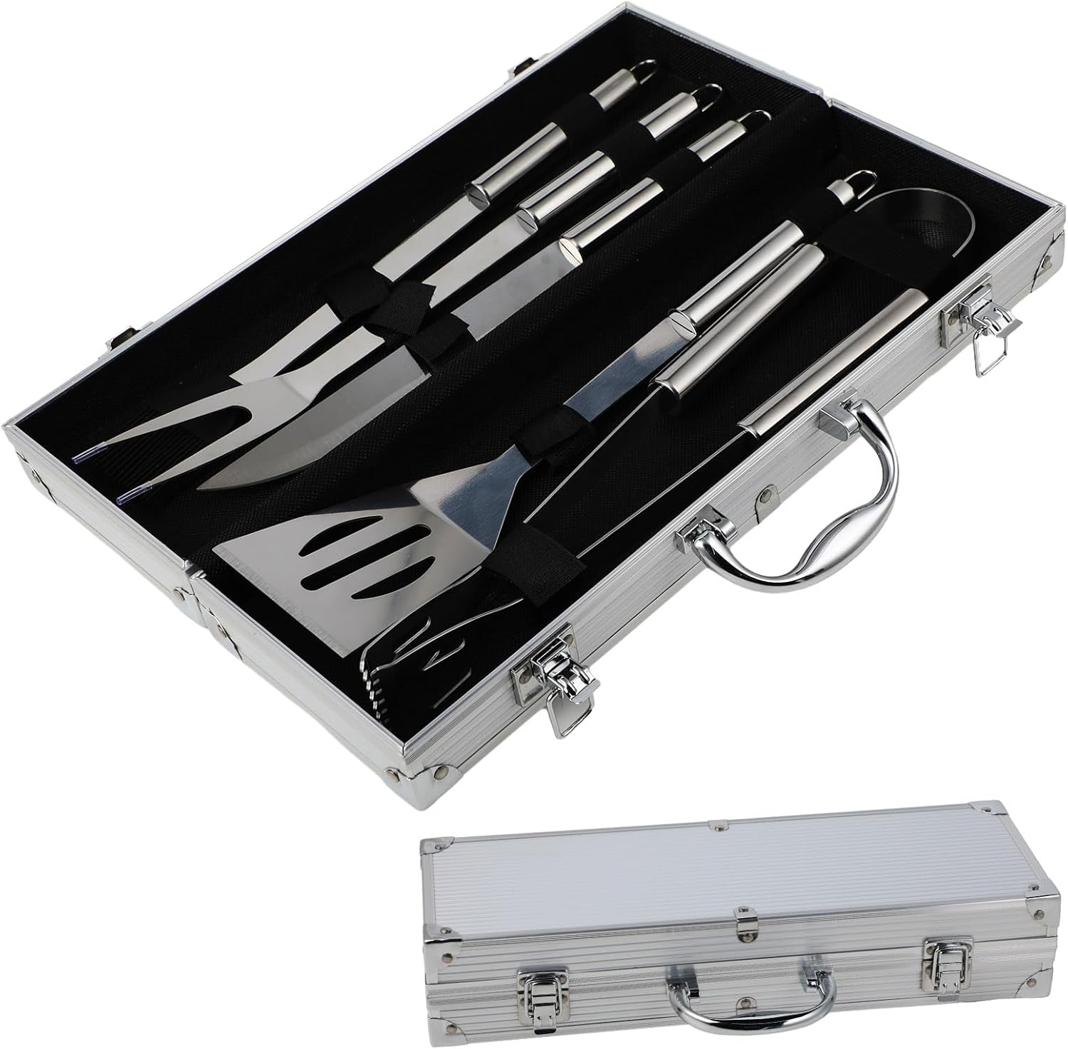 Set Di 2 Spatole Per Barbecue In Acciaio Inox – Una Piatta E Una Forata – Manici Ergonomici E Lavabili In Lavastoviglie