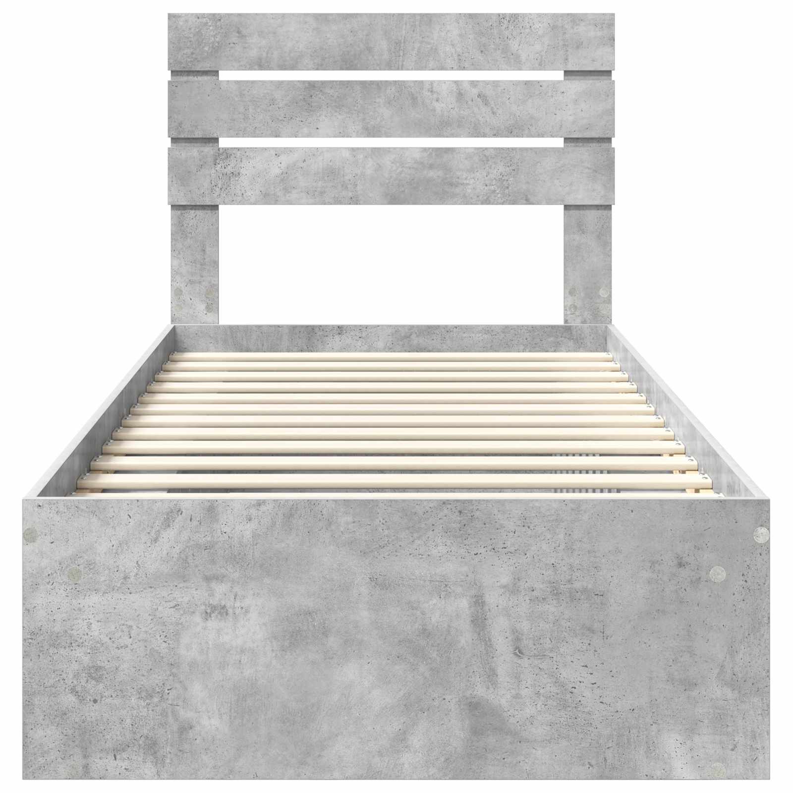 Cadre de lit avec tête de lit gris béton 75 x 190 cm pin massif - 7