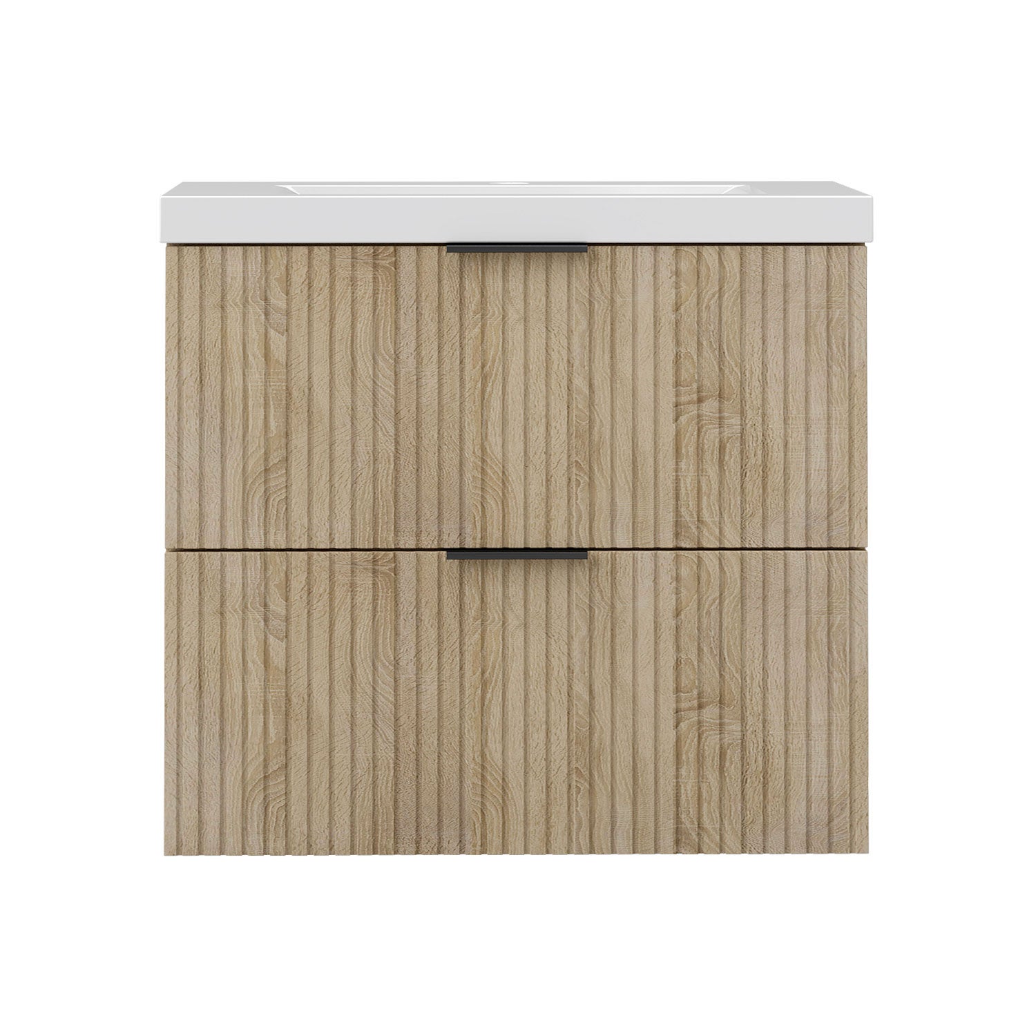 Meubles Salle de Bain 60cm avec simple vasque céramique - 2 tiroirs meuble Chêne Wotan - 3