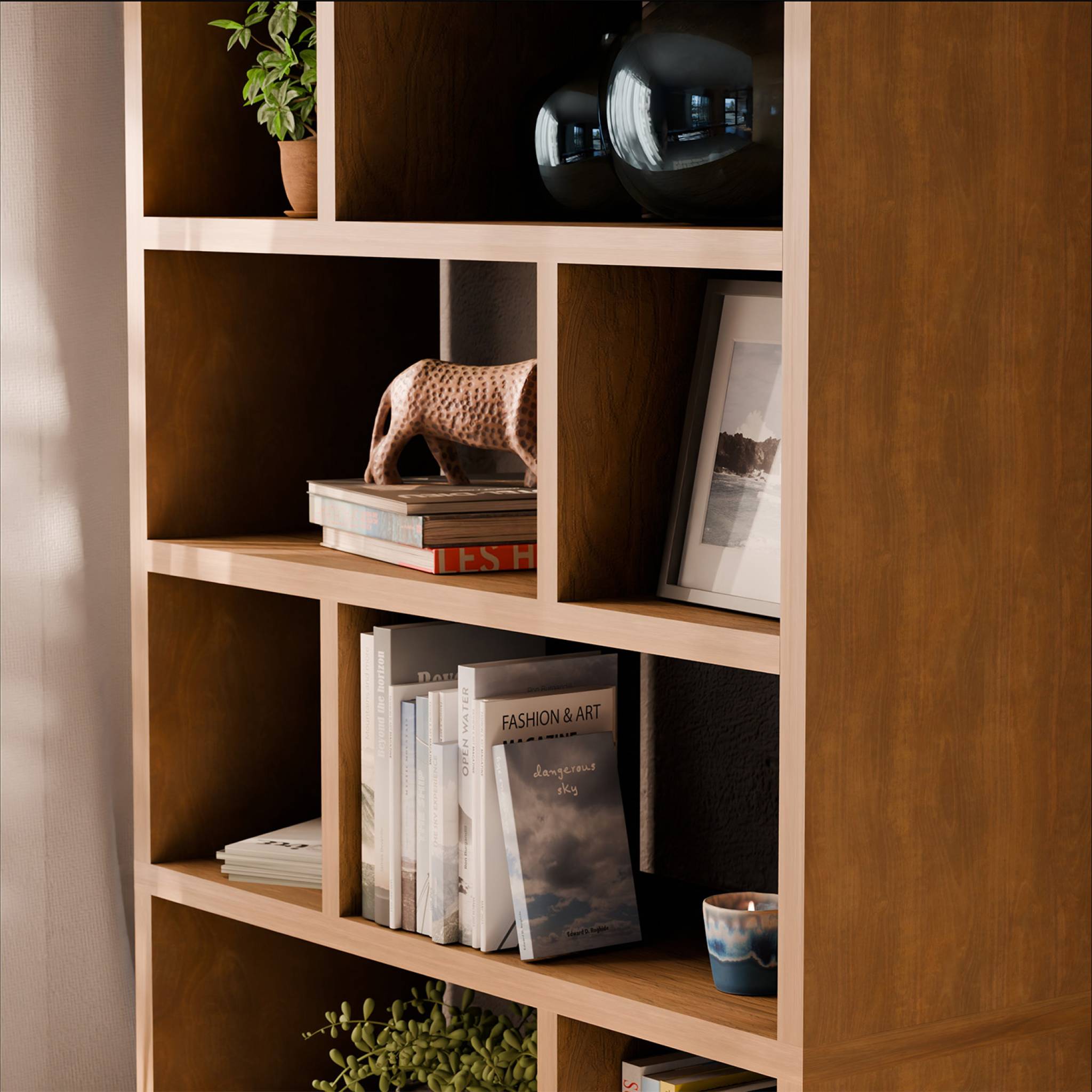Libreria asimmetrica a 5 livelli con 10 scomparti, Albero di mango - 4