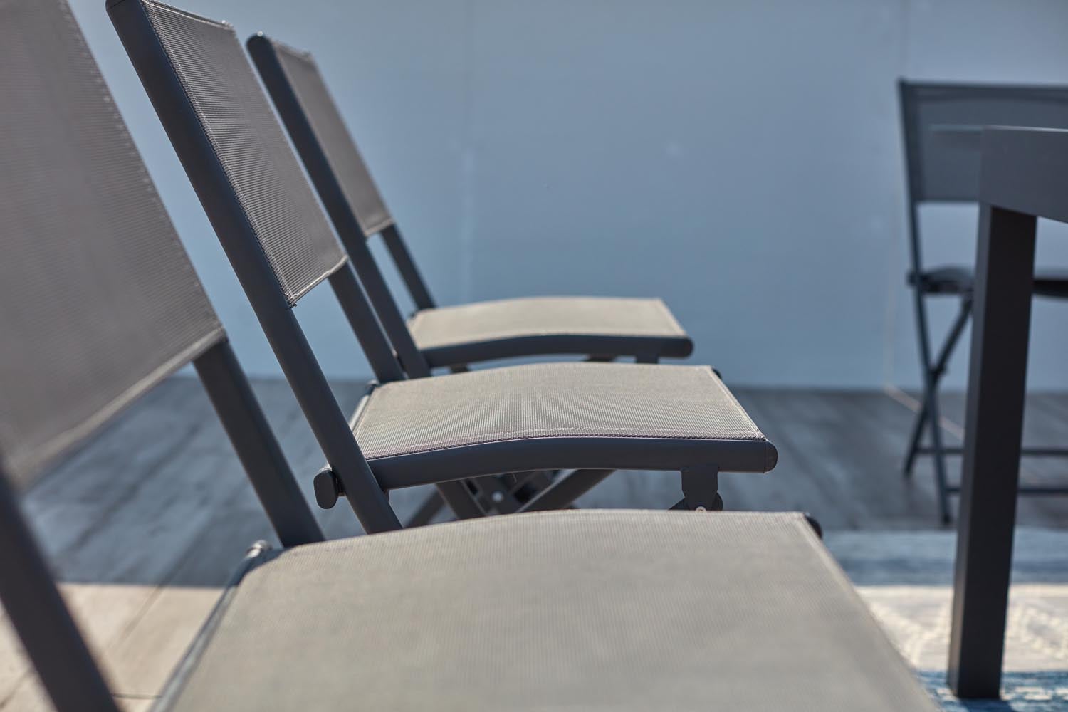 Salon de jardin 8 places en aluminium gris foncé CUALICA - 5