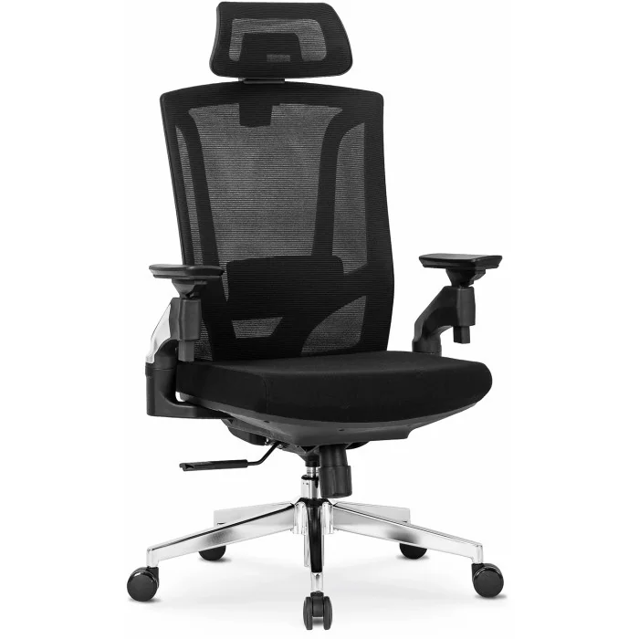 Krzesło Obrotowe Biurowe Fotel Ergonomiczny Biurowy Obrotowy Czarny WILLY
