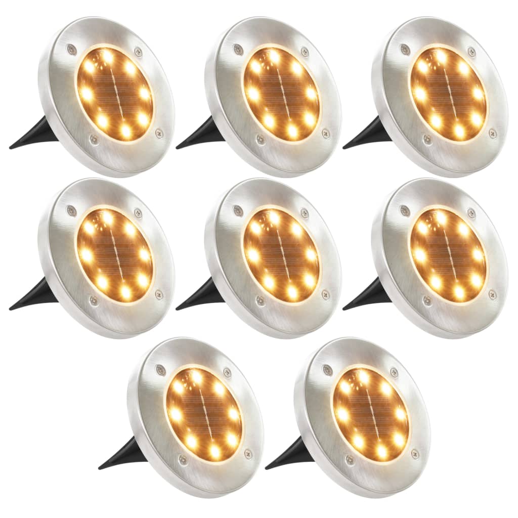 Lámpara solar de tierra 8 piezas de luces led blancas cálidas